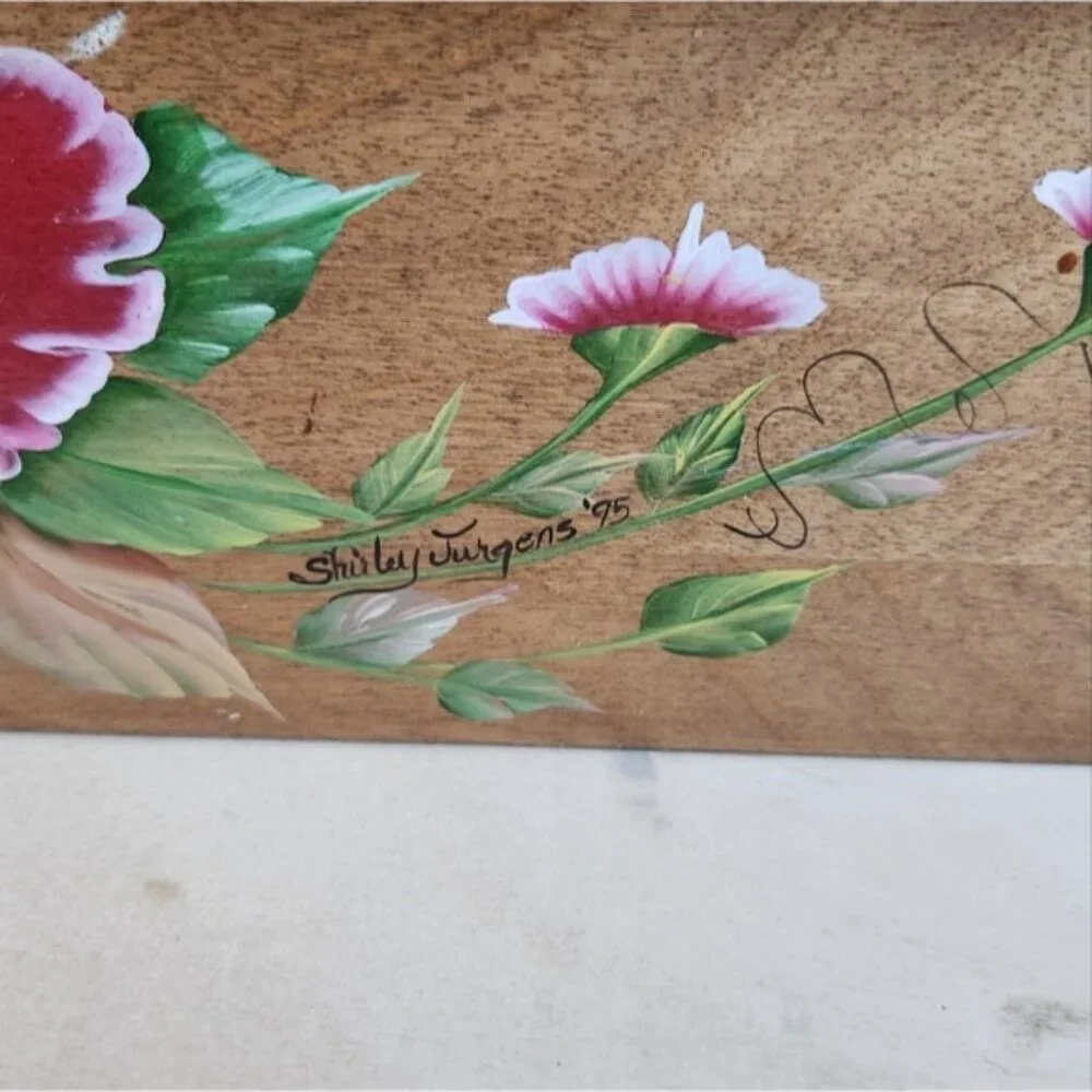 Divided Hand-Painted Wooden Box with Floral Design, Tea/herbs/office/seeds‎ Etc